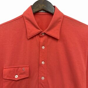 Criquet Men's Size Medium Coral Performance Pocket Logo Golf S/S Polo Shirt euc